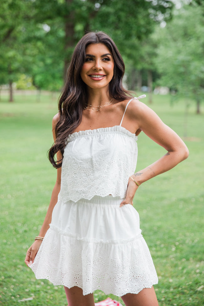 Dockside Dream White Crochet Detail Crop Top Classic For Sale