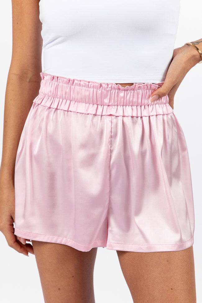 Early Riser Pale Pink Satin Pajama Shorts Pick A Best For Sale