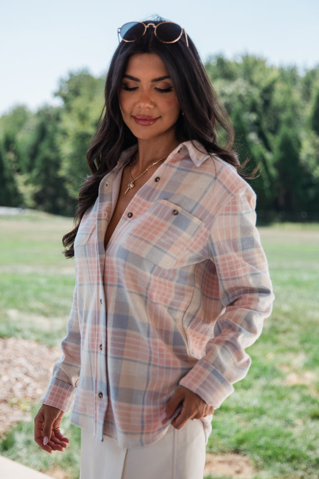 Nothing Bothers Me Blue and Pink Multi Plaid Shirt FINAL SALE Affordable Sale Online