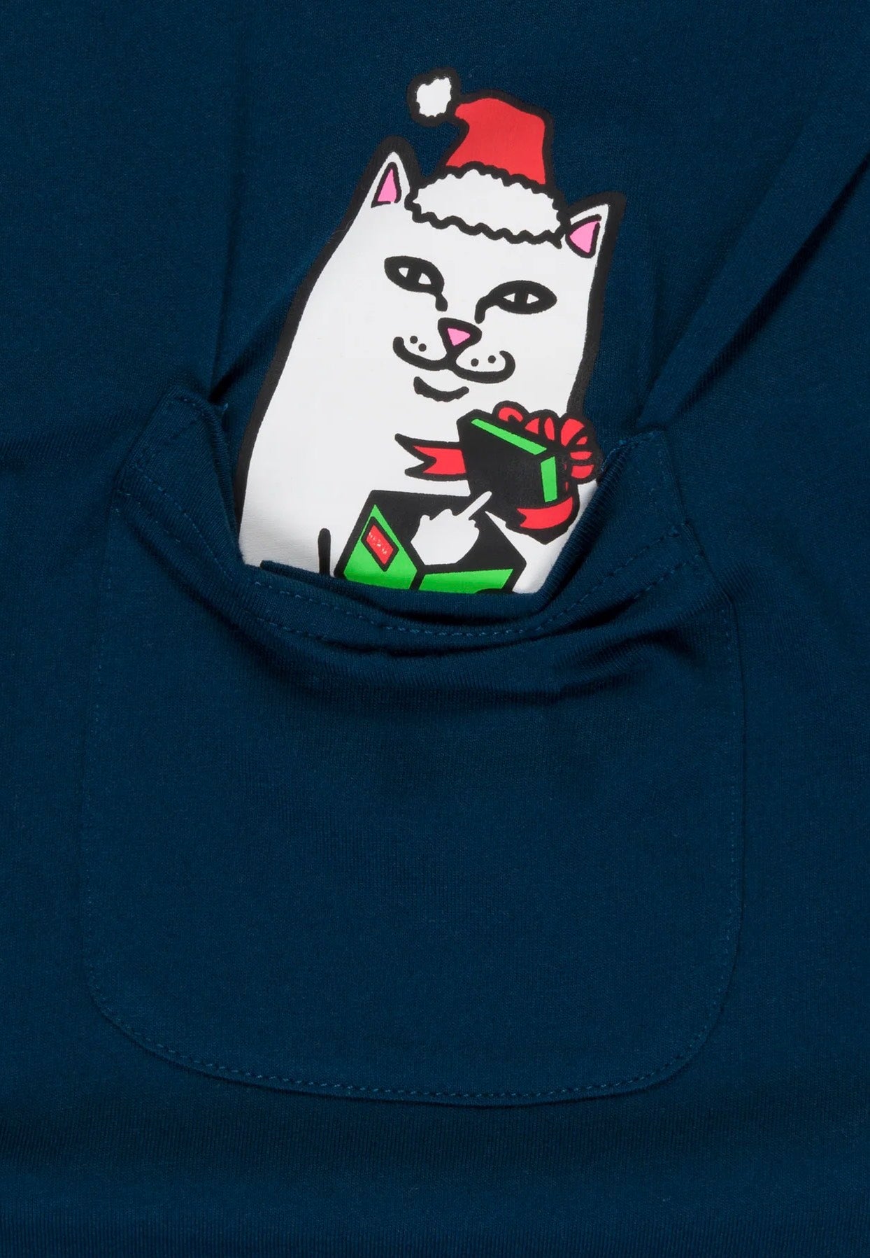 RIPNDIP - Secret Santa Pocket Navy - T-Shirt New For Sale