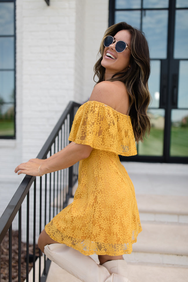 Brighten My Day Off The Shoulder Lace Mini Dress FINAL SALE Discount Shop For