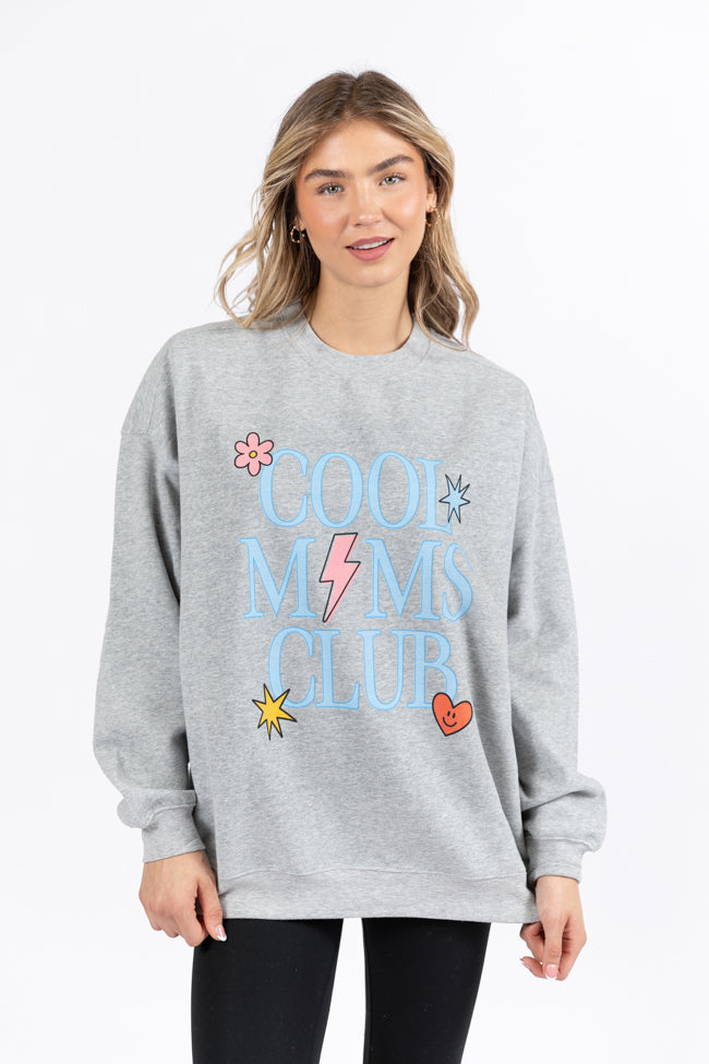 Cool Moms Club Block Light Grey Oversized Graphic Sweatshirt Sale Online Online