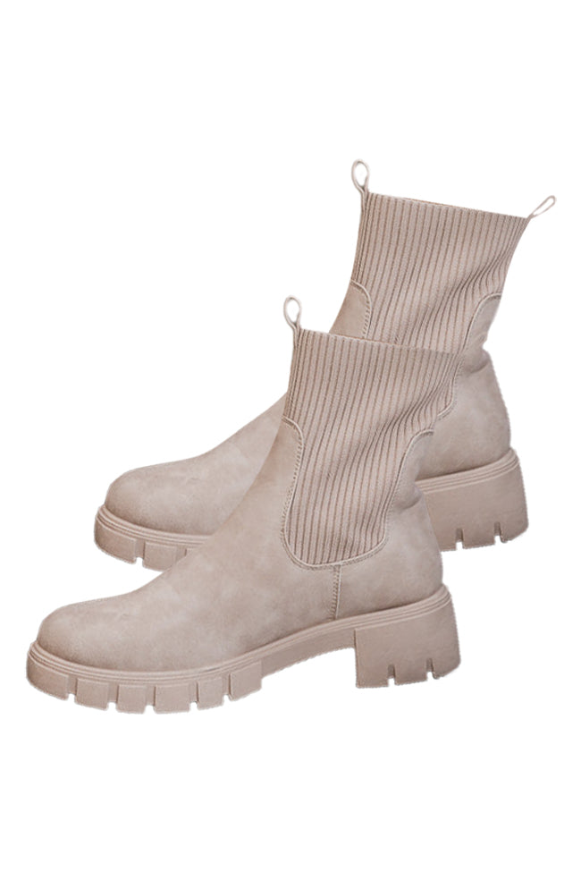 Jazzy Taupe Sock Style Booties FINAL SALE Clearance Recommend