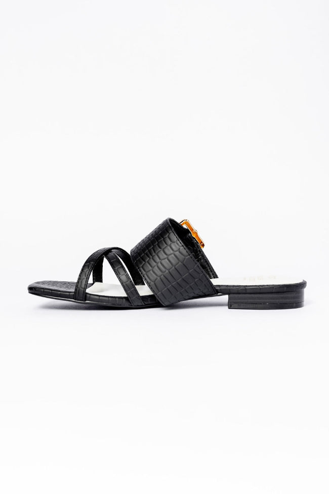 Blaine Black Buckle Sandals Sale In China