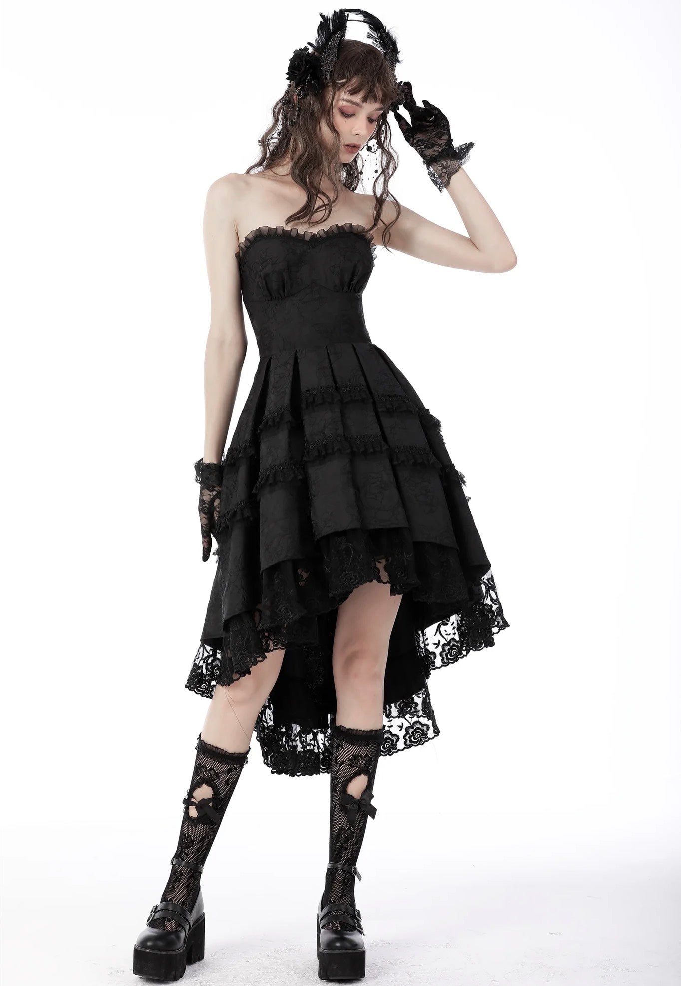 Dark In Love - Magic Girl Pleated Rose High Low Black - Dress Clearance With Credit Card