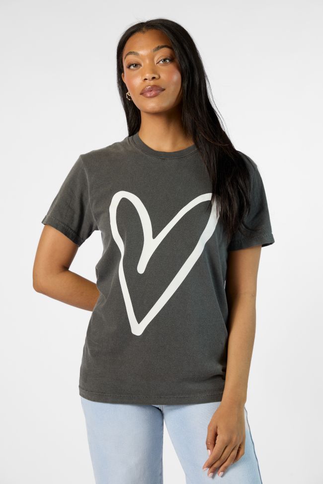 Heart Sketch Grey Comfort Color Graphic Tee Cheap Sale Online Online