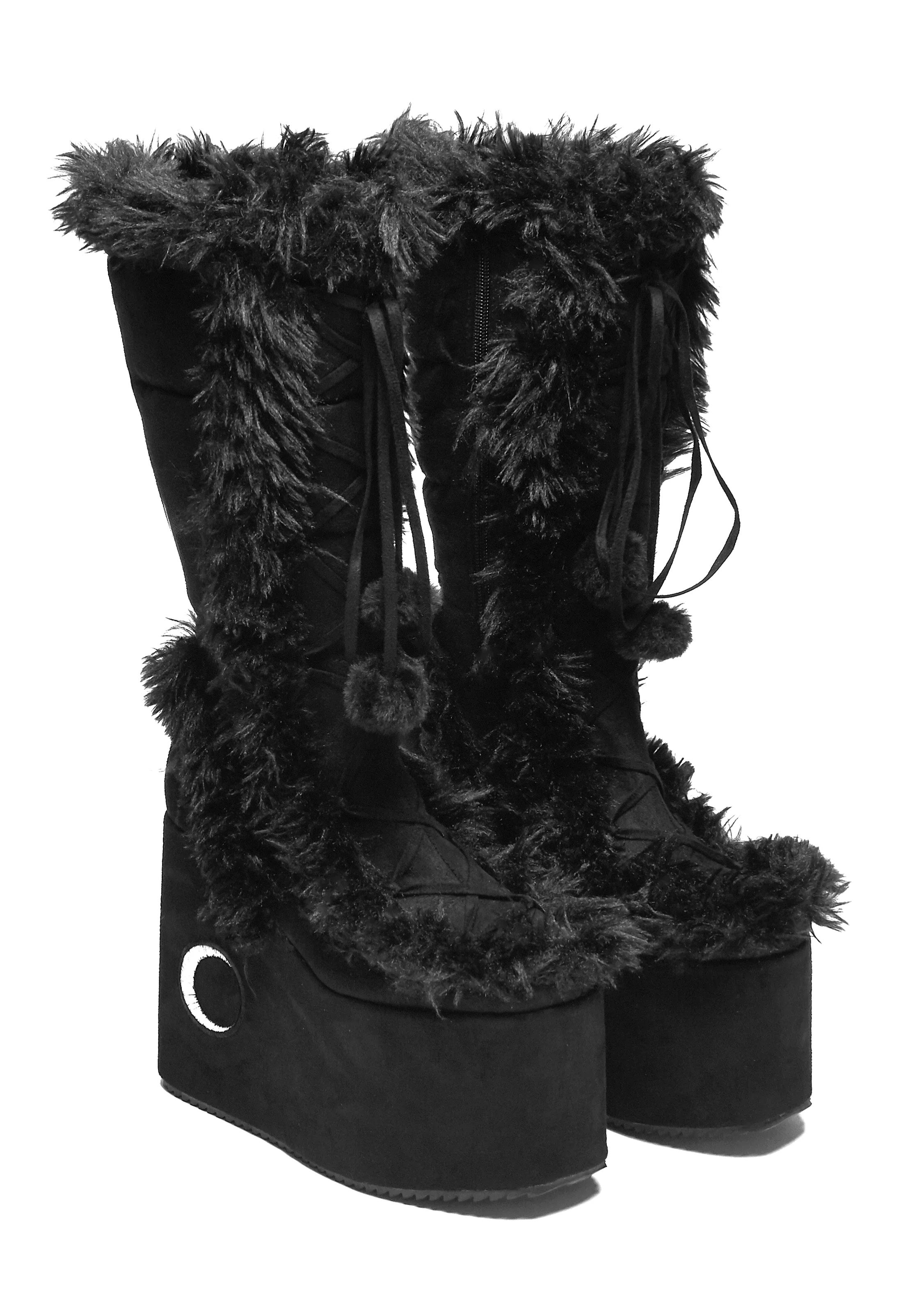 Koi Footwear x Twilight - La Push Crescent Platform Faux Fur Long Black - Girl Shoes Outlet Countdown Package