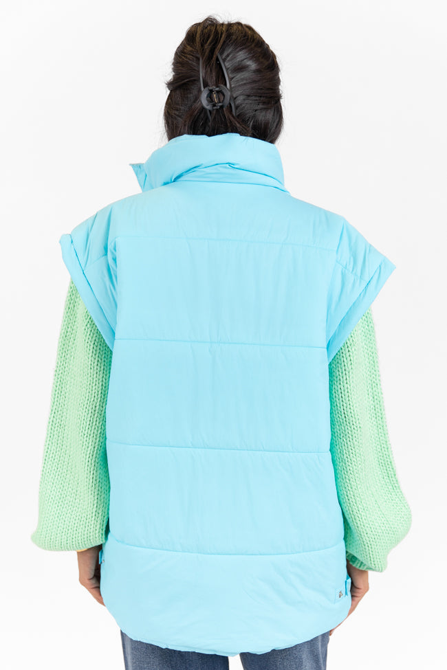 Going Upstate Blue Oversized Puffer Vest Cheap Sale Inexpensive