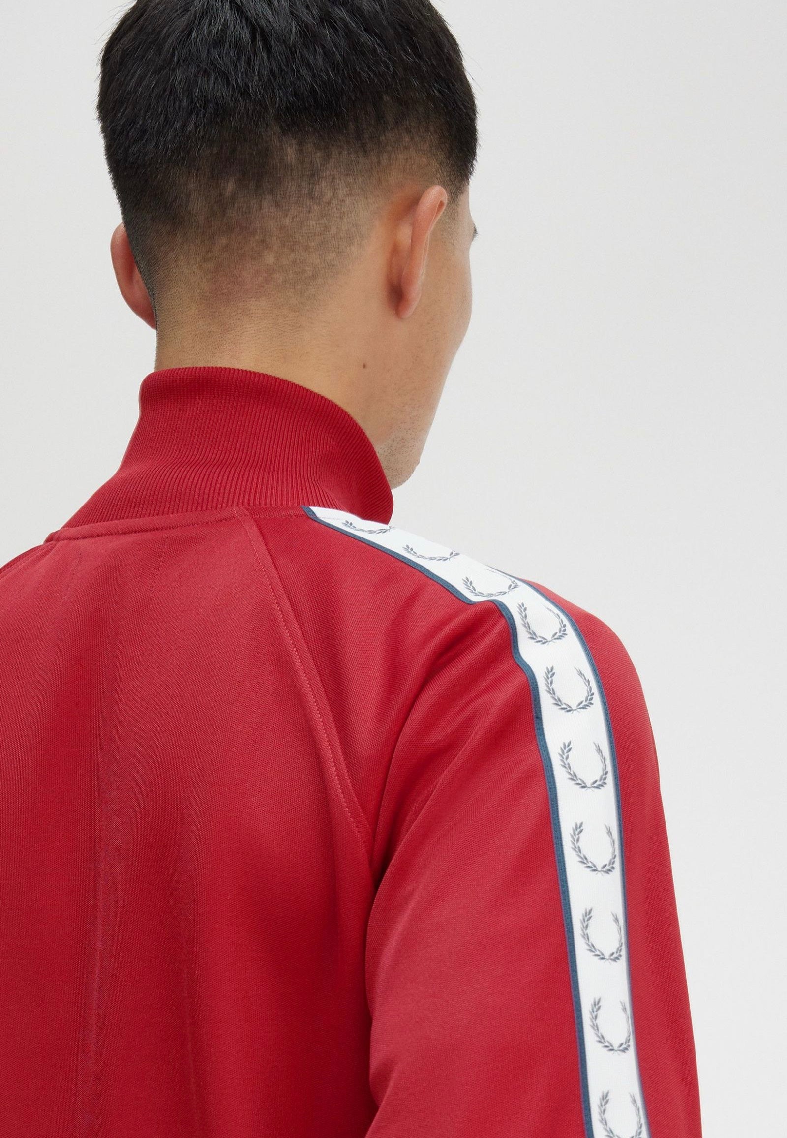 Fred Perry - Taped Track Burnt Red - Track Jacket Best Seller For Sale