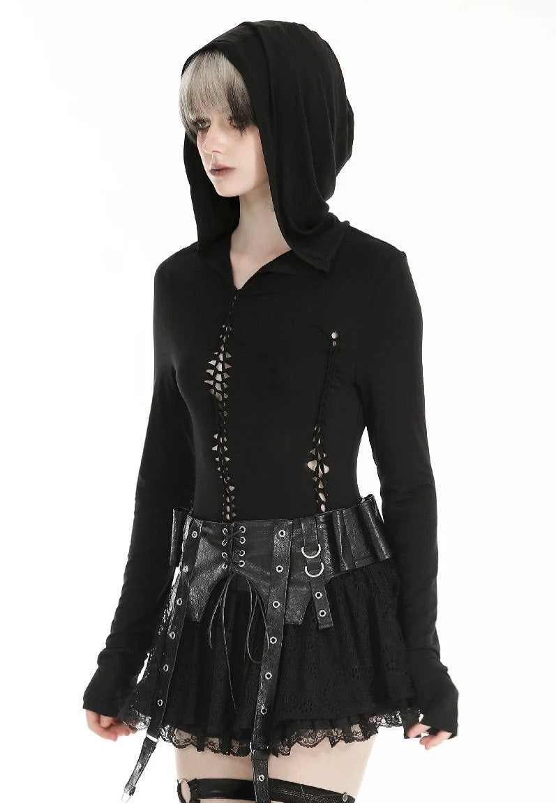 Dark In Love - Gothic Assasin Fitted Hollow Out Black - Top Genuine Cheap Pice