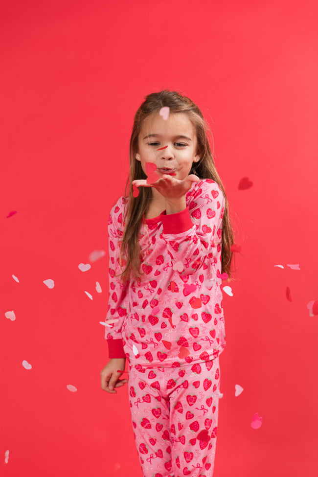 Kid's Sweet Dreams Strawberry Hearts Pajama Set FINAL SALE