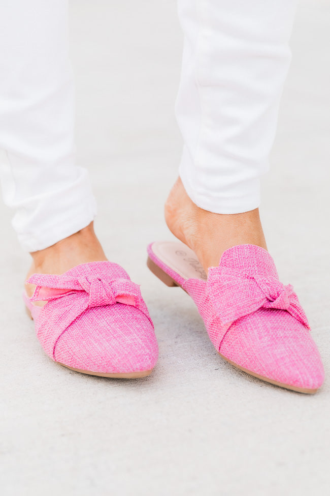 Audry Pink Tweed Bow Mule Flats FINAL SALE Cheap Sale Many Kinds Of