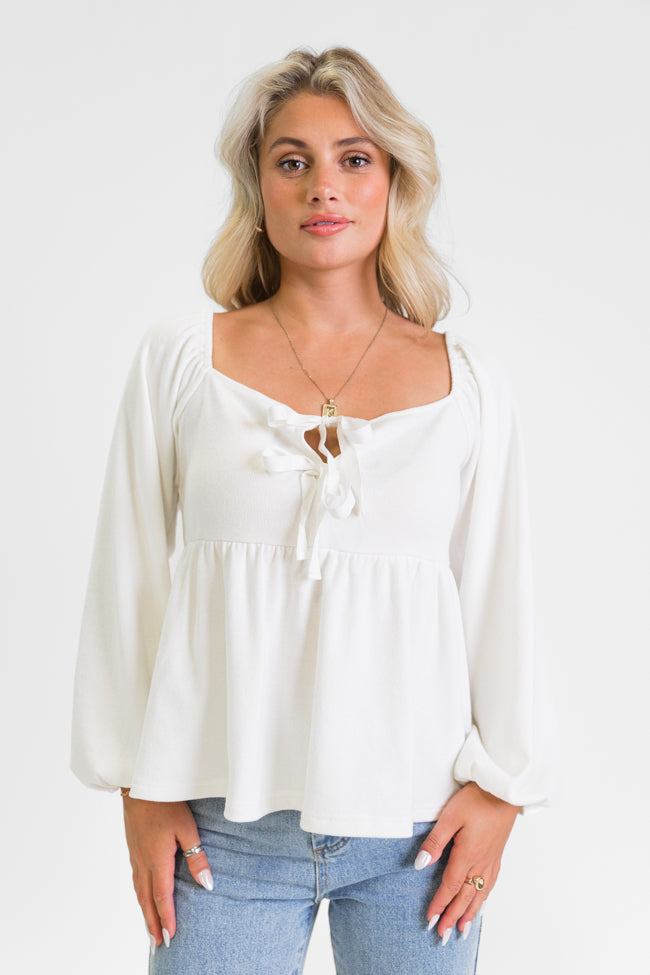 Always Ready Ivory Tie Front Knit Top FINAL SALE Clearance Official Site