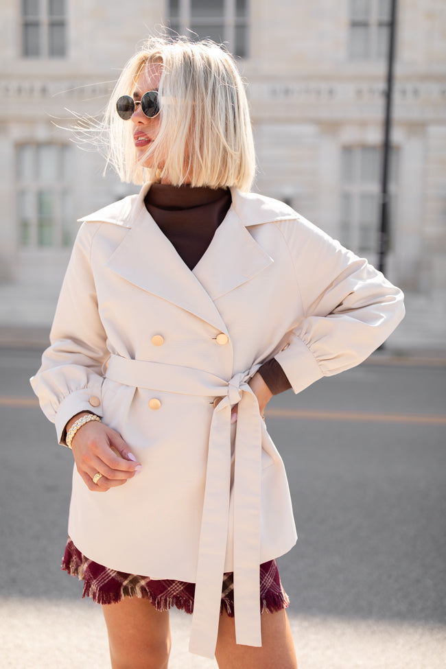 In The Trenches Beige Mid Length Trench Coat FINAL SALE Sale Genuine