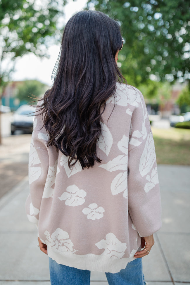 Trying Your Best Beige Floral Cardigan FINAL SALE Cheap Sale New