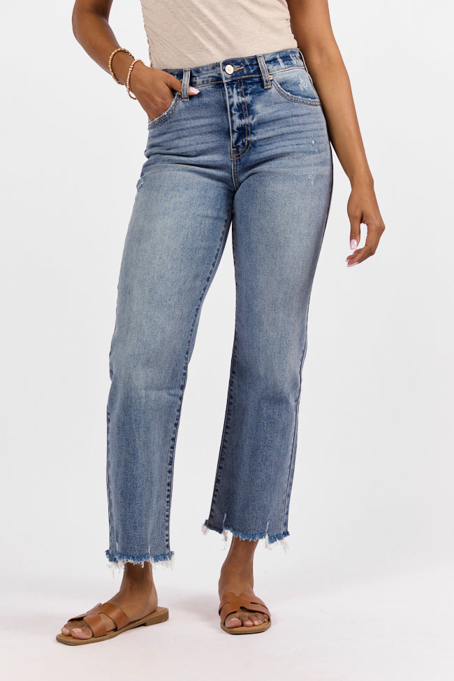 Briauna Light Wash Distressed Hem Ankle Length Wide Leg Jeans Sast Sale Online