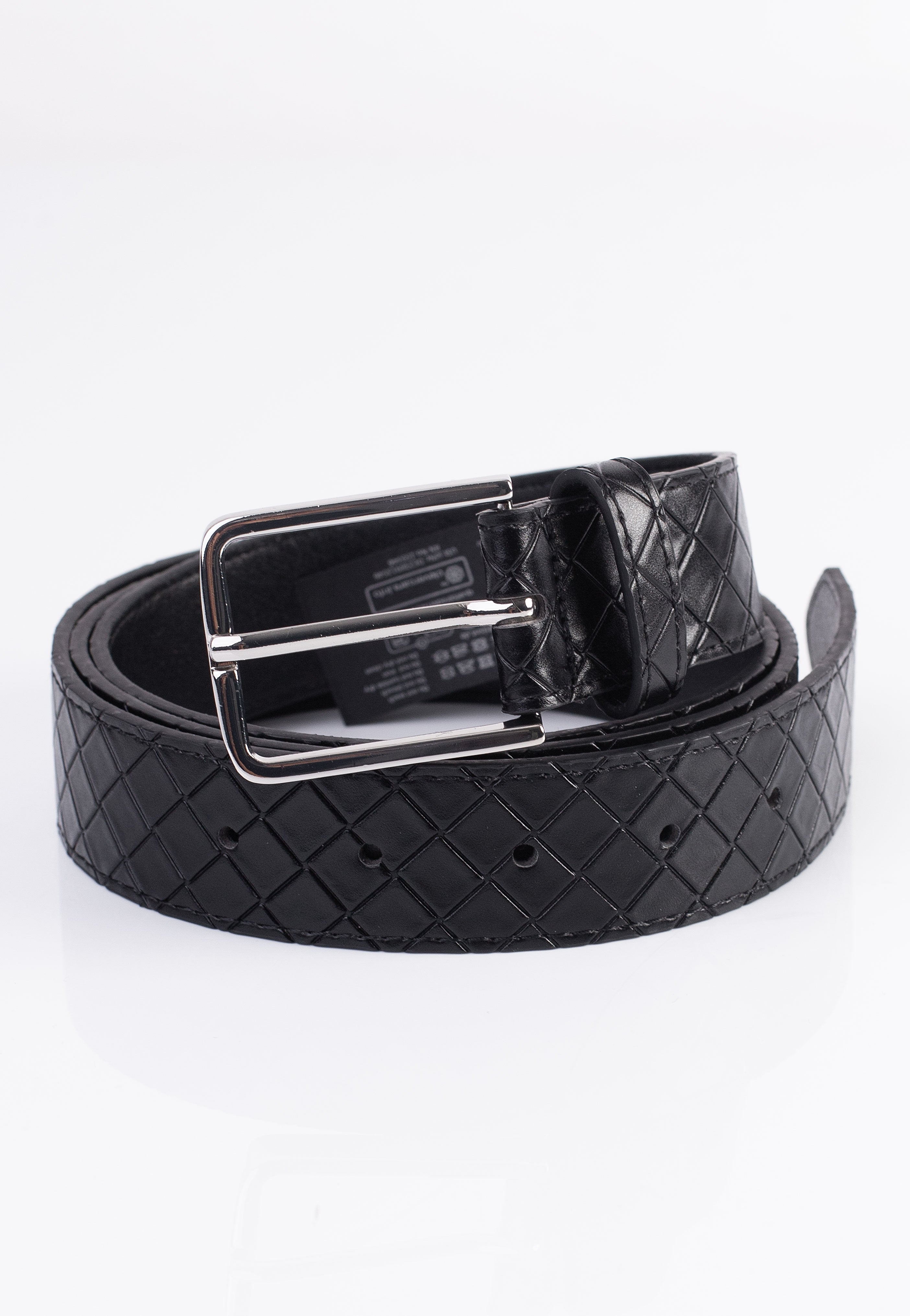 Urban Classics - Woven Embossed Synthetic Leather Black/Silver - Belt Cheapest Pice