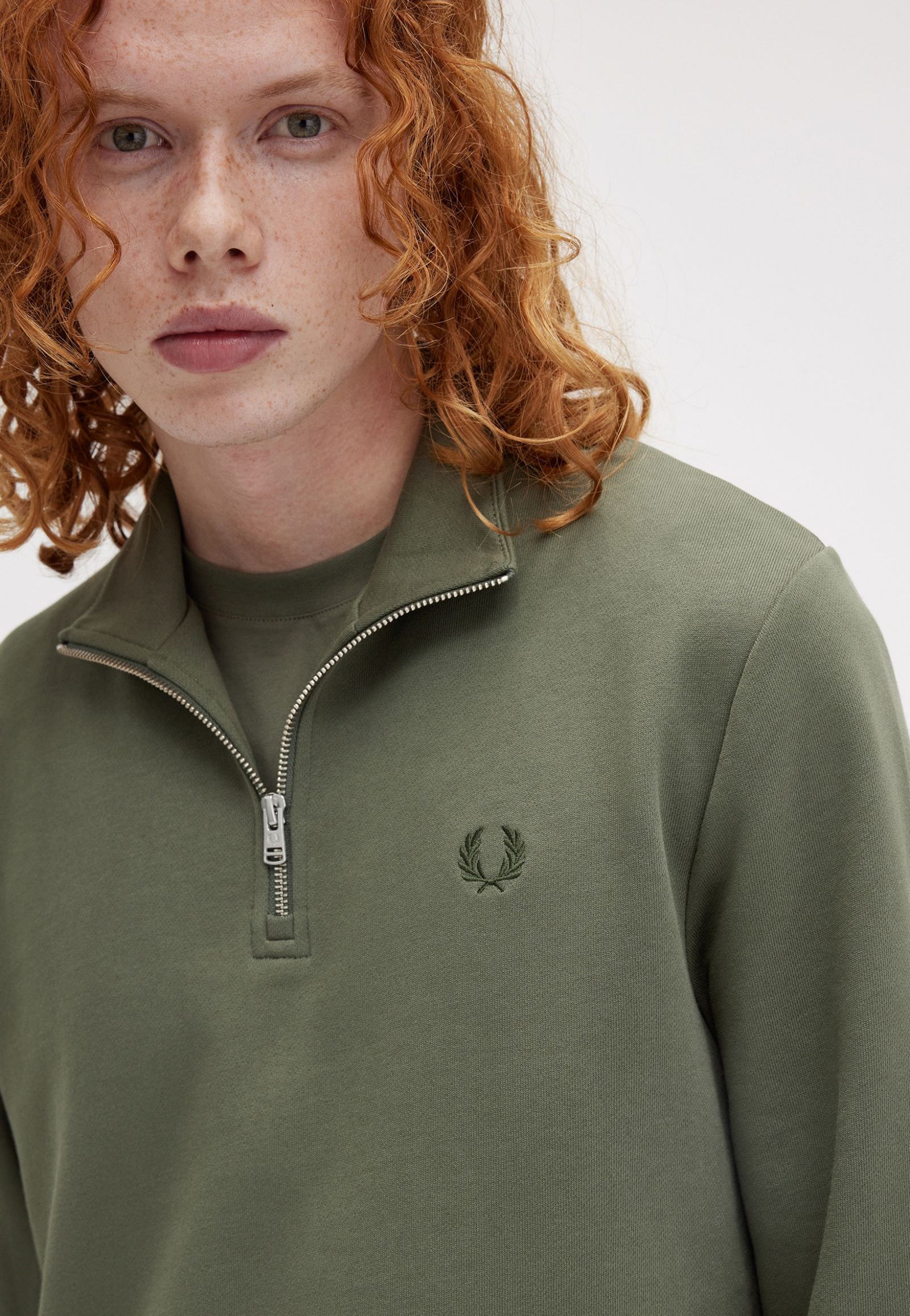 Fred Perry - Half Zip Laurel Wreath Green/Night Green - Sweater Latest Sale Online