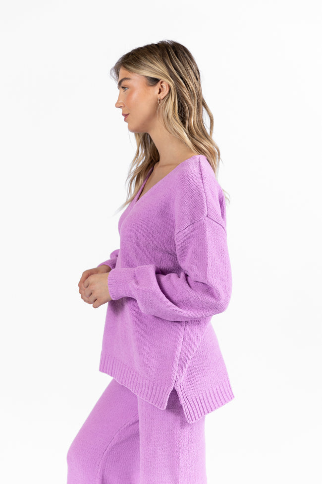 Cozy For Keeps Lavender V-Neck Sweater SALE Sale Choice