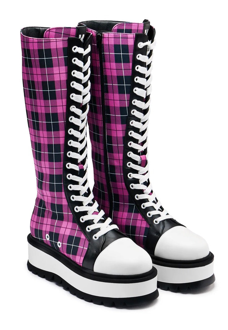 Koi Footwear - Irrelevant Long Platform Pink Check - Girl Shoes Cheap Purchase