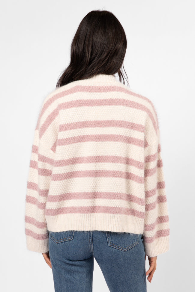 Made My Change Mauve and Cream Fuzzy Striped Cardigan SALE Deals Cheap Pice