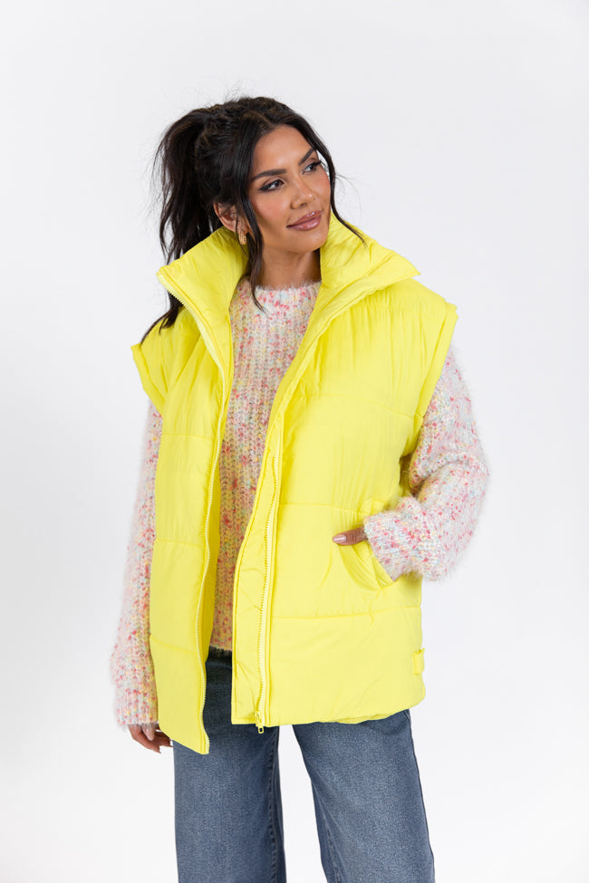 Going Upstate Yellow Oversized Puffer Vest SALE Buy Cheap With Credit Card