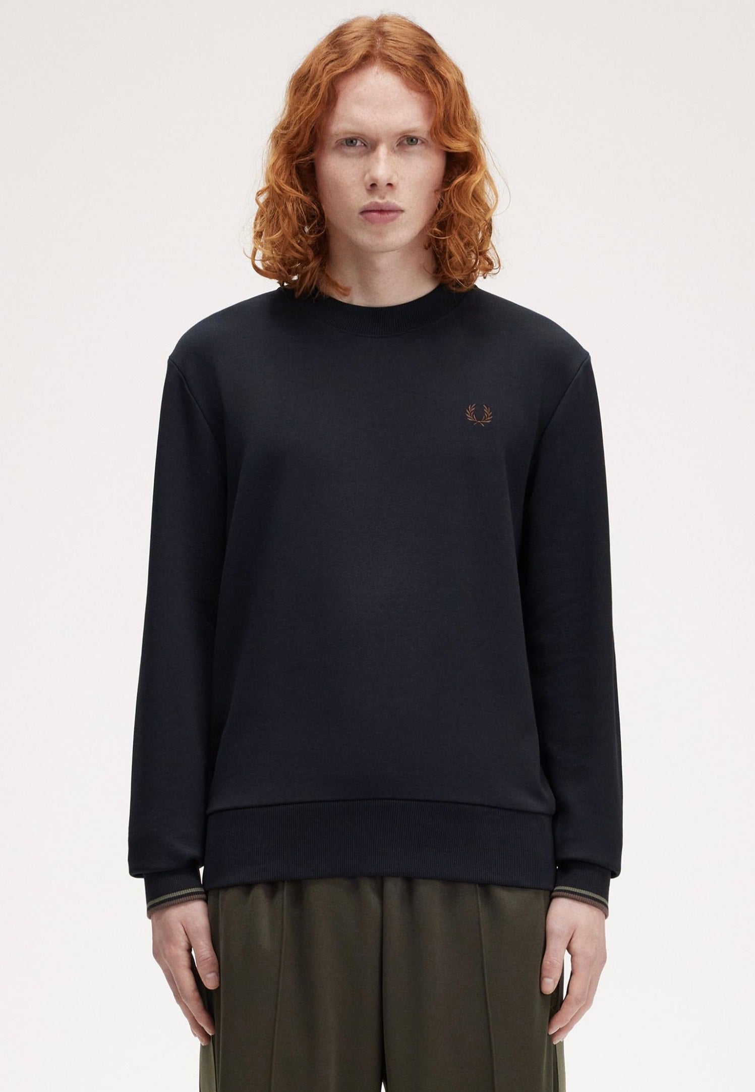 Fred Perry - Crew Neck Nvy/Lrlwgrn/Bric - Sweater Discount Big Sale