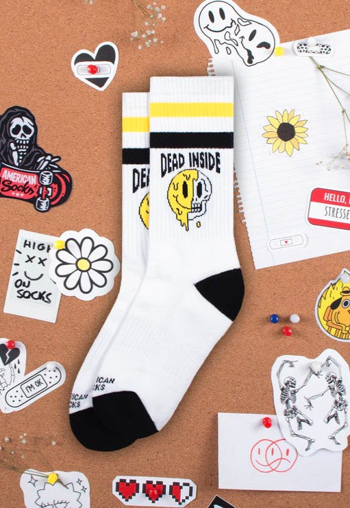 American Socks - Dead Inside Mid High White - Socks Sale Supply