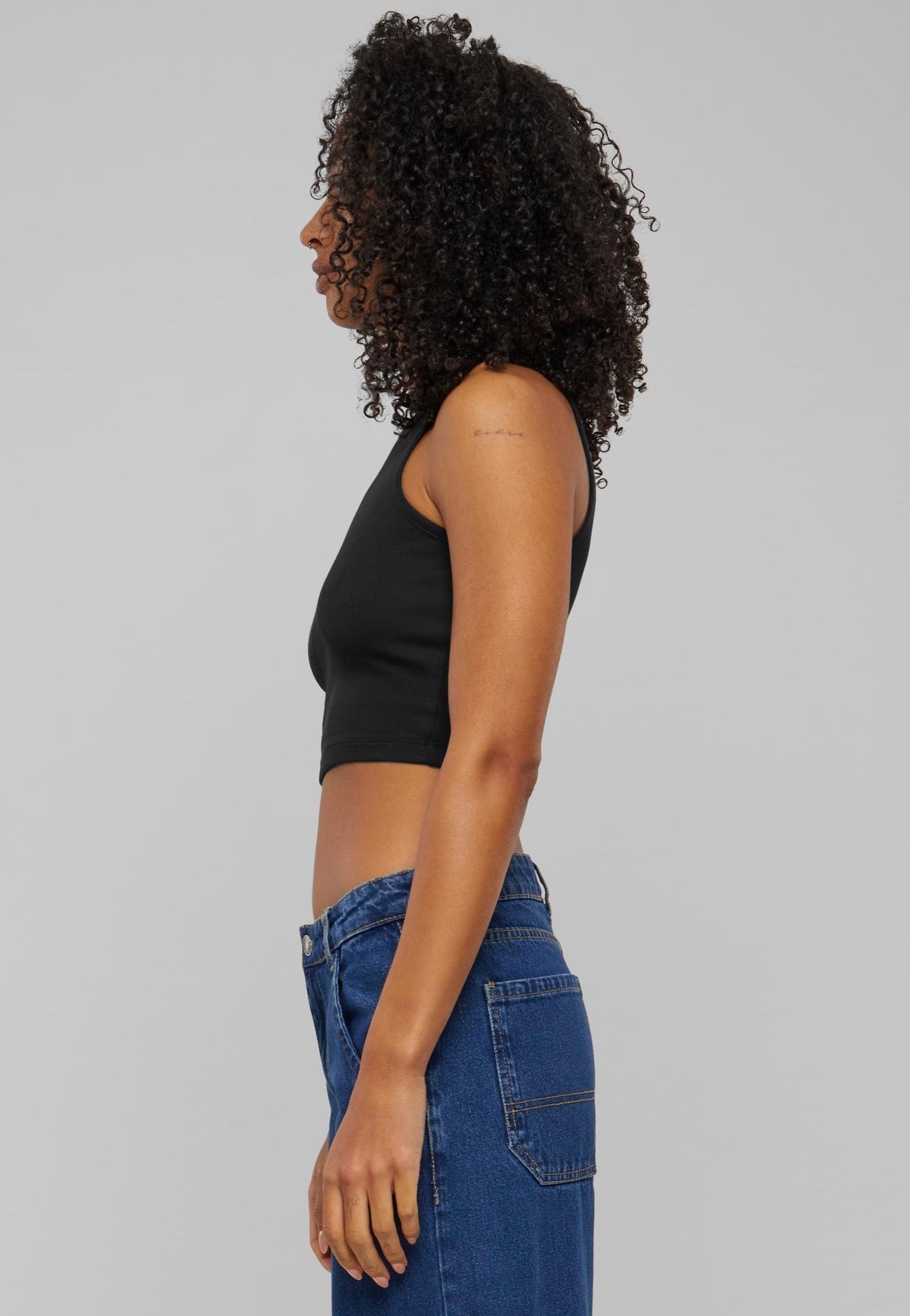 Urban Classics - Ladies Organic Cropped Rib Black - Top Original Online