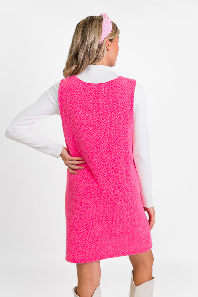 Keep Track Hot Pink Pocket Front Tank Sweater Dress Comfortable Cheap Online