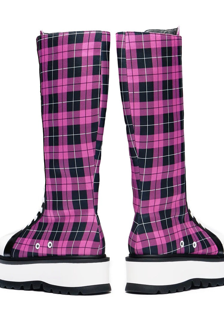 Koi Footwear - Irrelevant Long Platform Pink Check - Girl Shoes Cheap Purchase