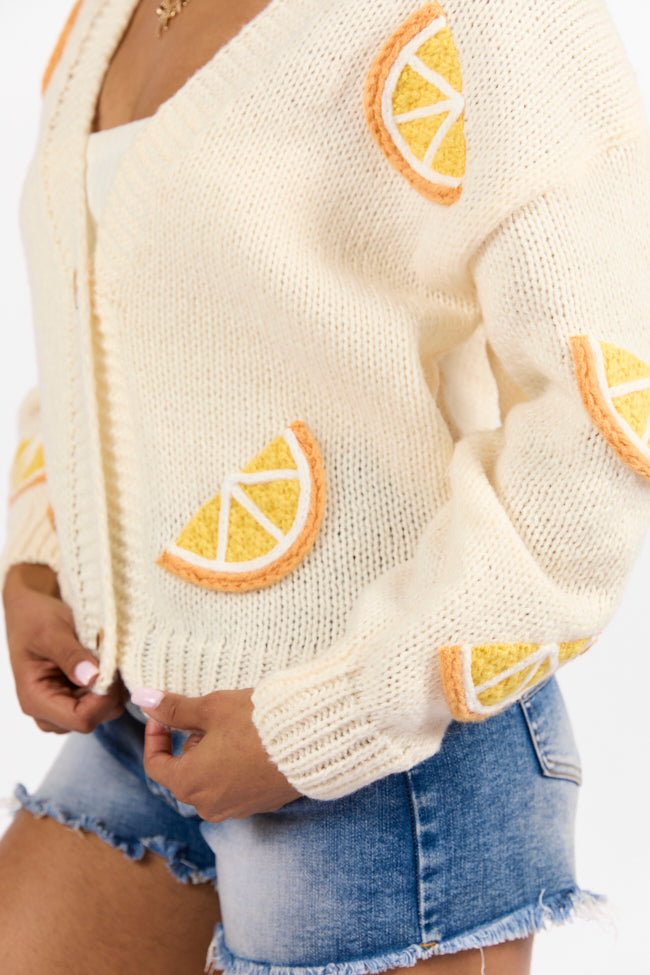 When Life Gives You An Ivory Lemon Slice Cardigan Outlet 100% Authentic