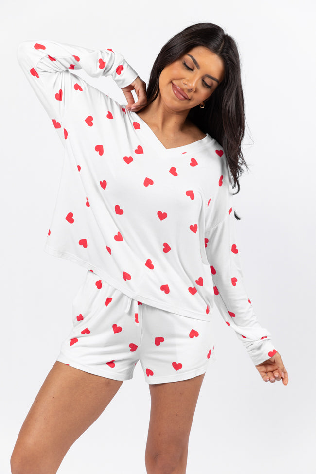 Dreaming Of You Heart Printed Pajama Set FINAL SALE With Mastercard For Sale