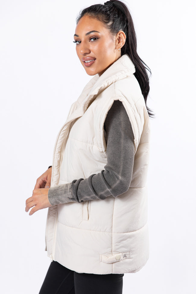 Best Bet Cream Oversized Puffer Vest Sale Affordable