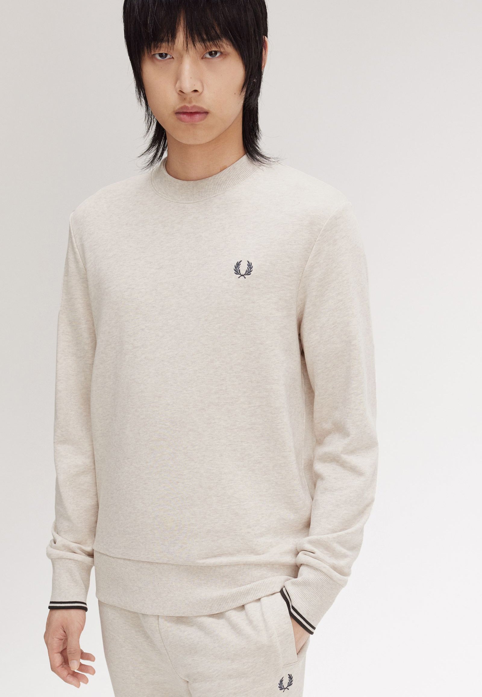 Fred Perry - Crew Neck Porridge Marl/Anchor Grey - Sweater Amazon Cheap Pice