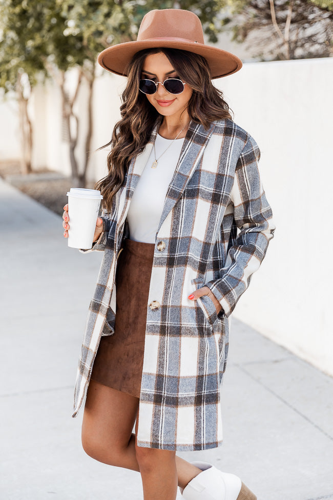 Get On Board Grey Plaid Coat FINAL SALE Cheap New Arrival