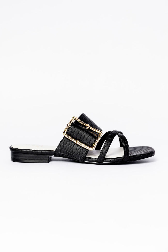 Blaine Black Buckle Sandals Sale In China