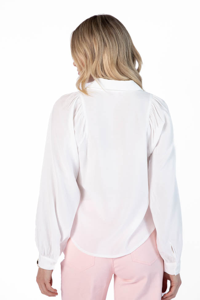 Basic Foundation Ivory Button Down Blouse Get Authentic Sale Online