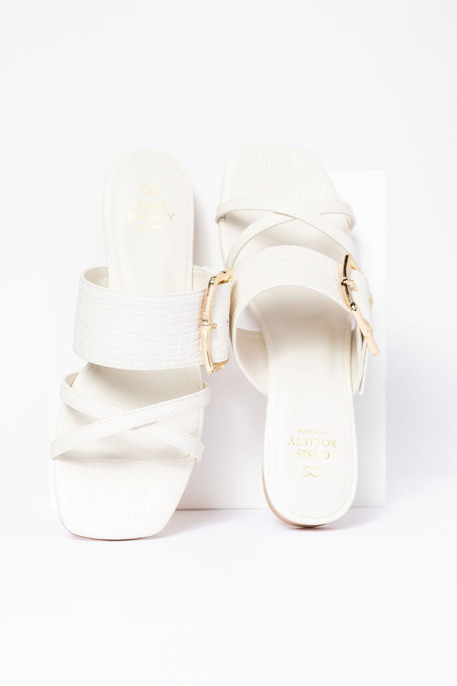 Blaine White Buckle Sandals Cheap Factory Outlet