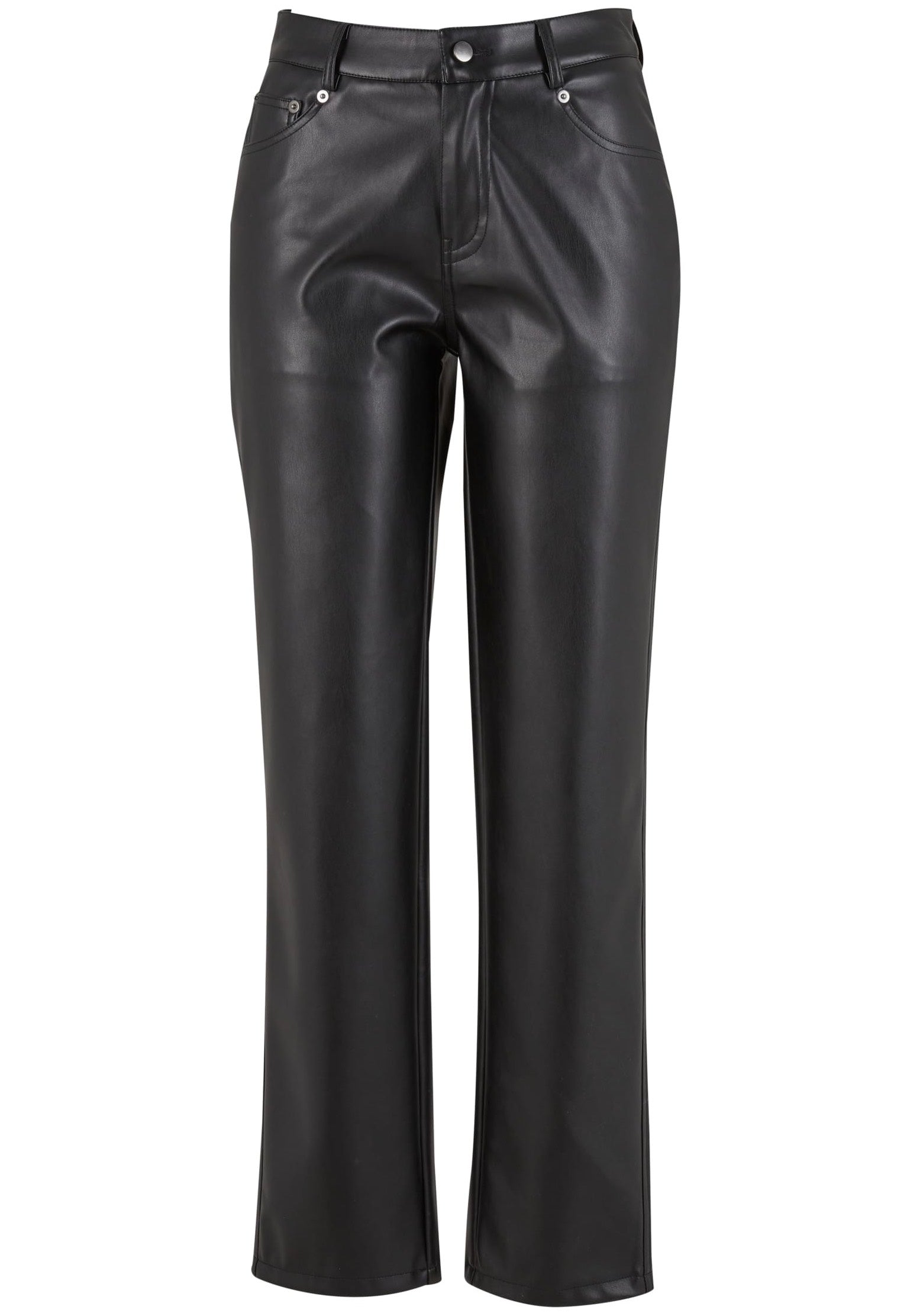 Urban Classics - Ladies Straight Leg Synthetic Leather Black - Pants For Sale Online