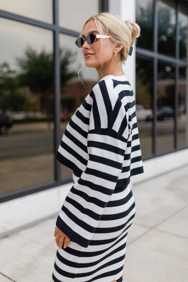 Feels Like Love Black and White Striped Dress and Cardigan Set FINAL SALE Supply