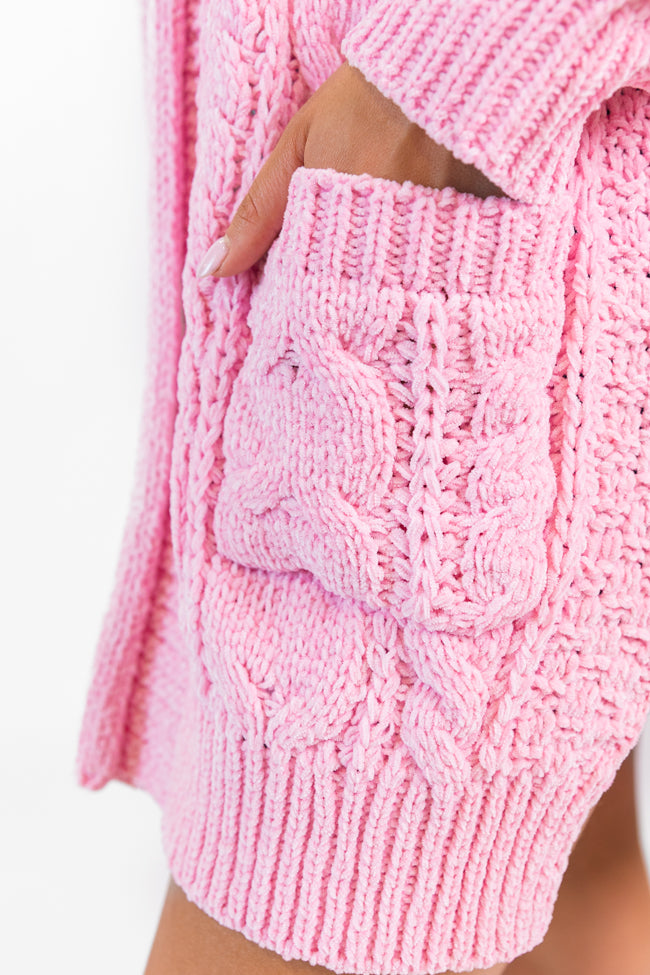 Perfect Day Pink Chenille Cable Knit Cardigan FINAL SALE Shipping Discount Authentic