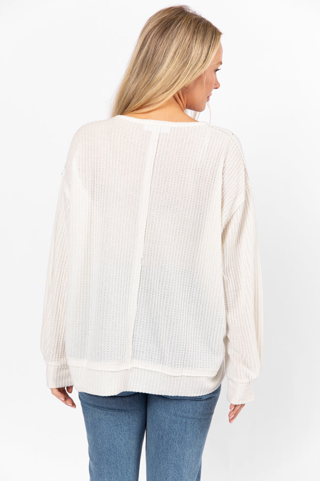 Reasonable Assumption Cream Brushed Waffle Knit Oversized Top Buy Cheap Cheapest Pice