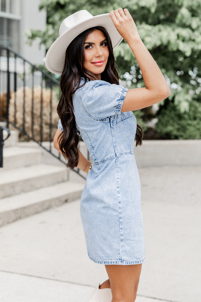 The One I Loved Acid Wash Puff Sleeve Mini Dress FINAL SALE Clearance Shop