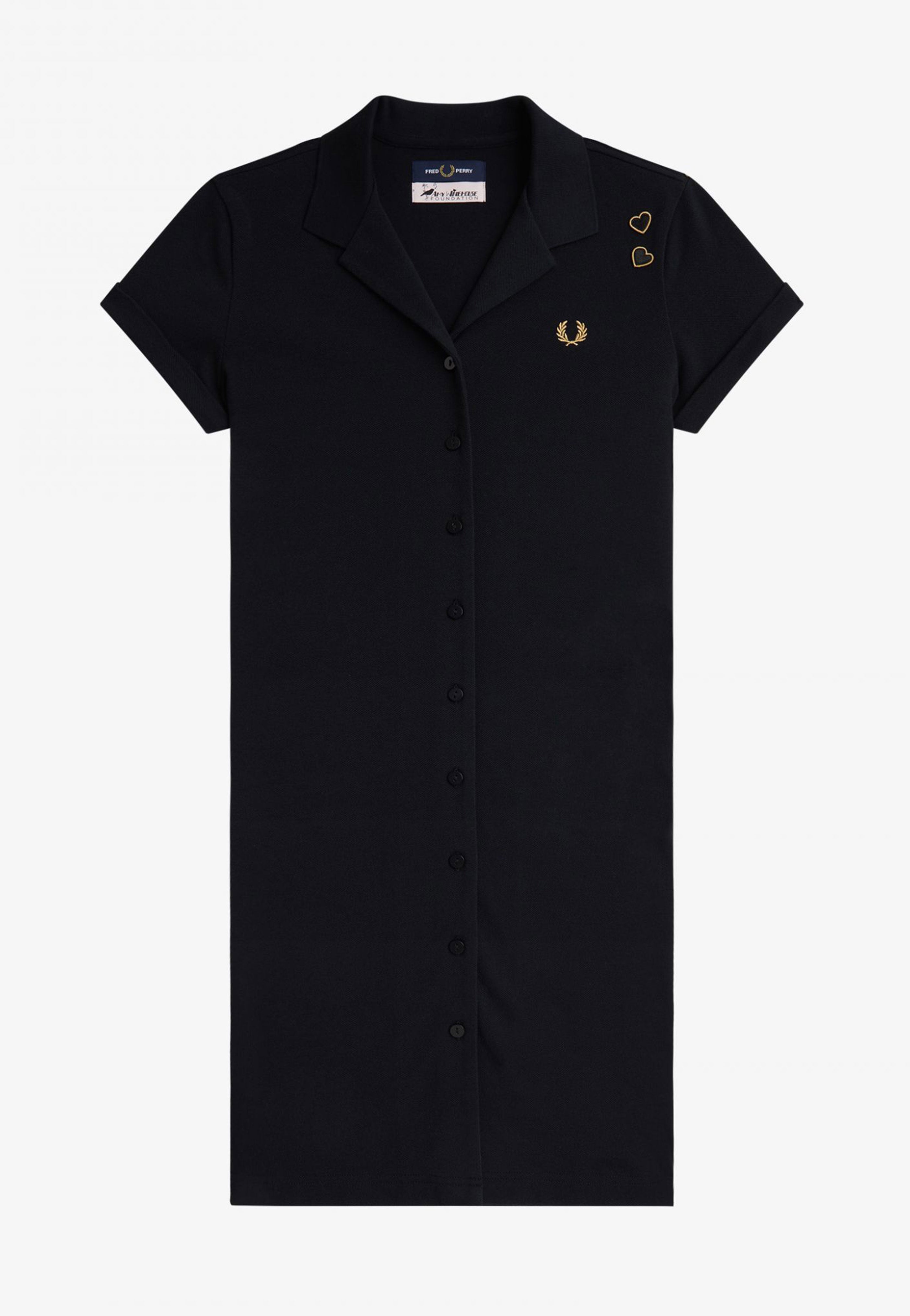 Fred Perry x Amy Winehouse - Button Thru Pique Shirt Black - Dress Cheap Sale Pick A Best