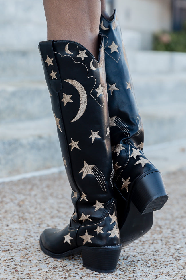 Luna Black Star and Moon Western Boots Best Place Sale Online