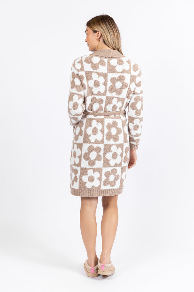 It Was All A Dream Neutral Checkered Floral Robe SALE Clearance Store Cheap Online