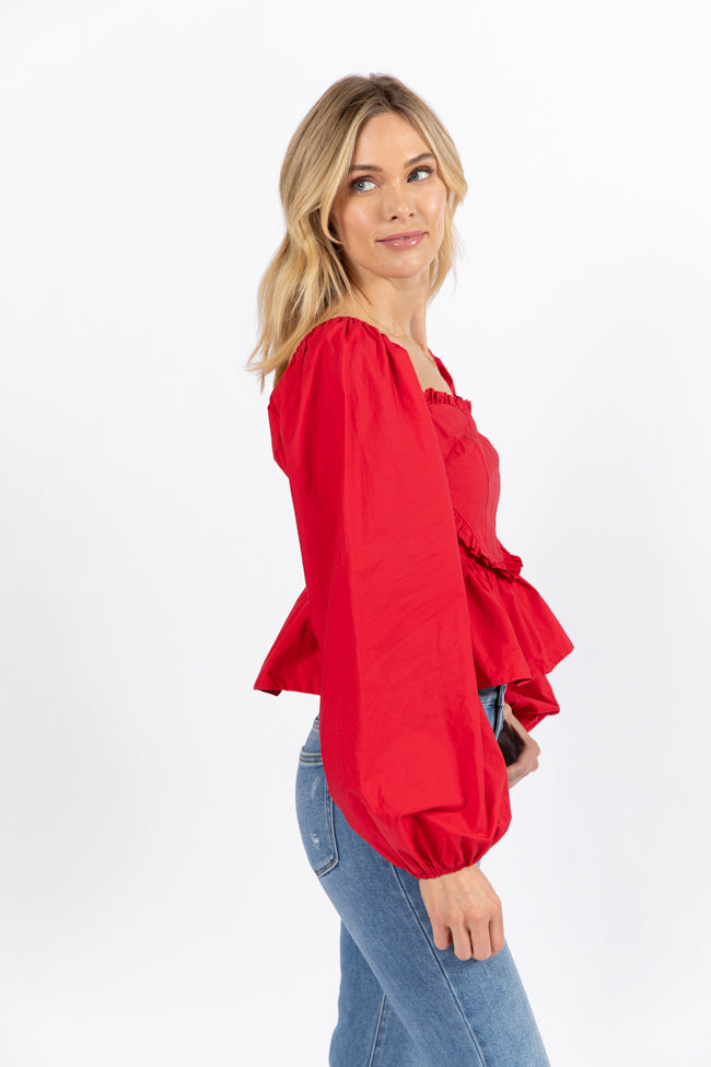 I Heart You Red Heart Shape Woven Blouse Kalee Rogers X Pink Lily FINAL SALE Brand New Unisex Sale Online