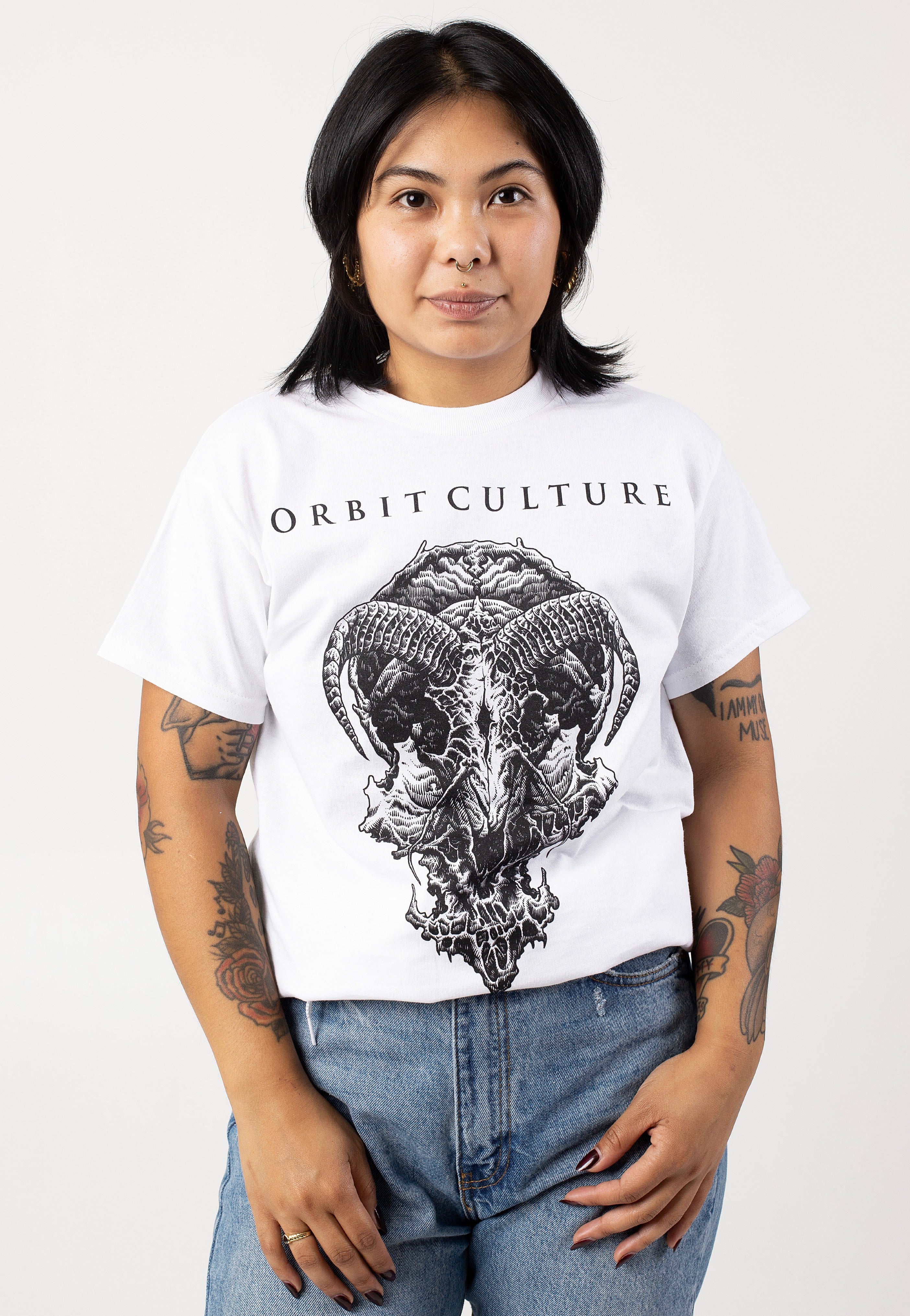 Orbit Culture - Goat Skull White - T-Shirt Free Shipping Low Pice