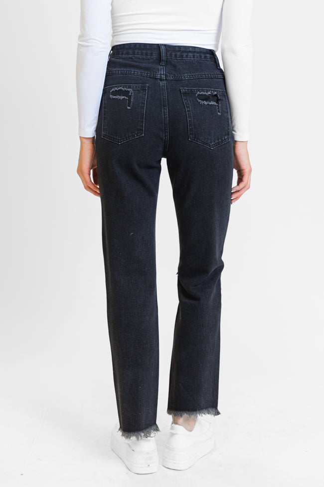 Megan Black Wash Distressed Straight Leg Tall Mom Jeans Outlet Locations Sale Online